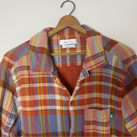 [Urban Outfitters] Orange & Purple Plaid Print Button Down Long Sleeve Shirt - Picture 2 of 7